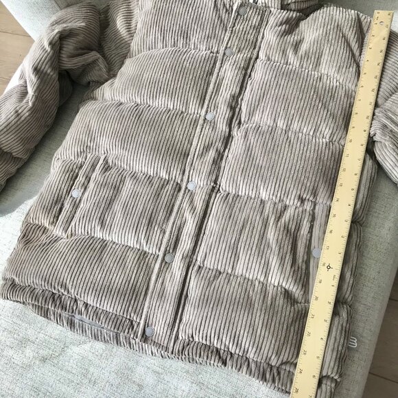 ARITZIA Super Puff Cushcord Soft Corduroy Puffer Jacket Coat in Boulder Grey - Picture 16 of 16